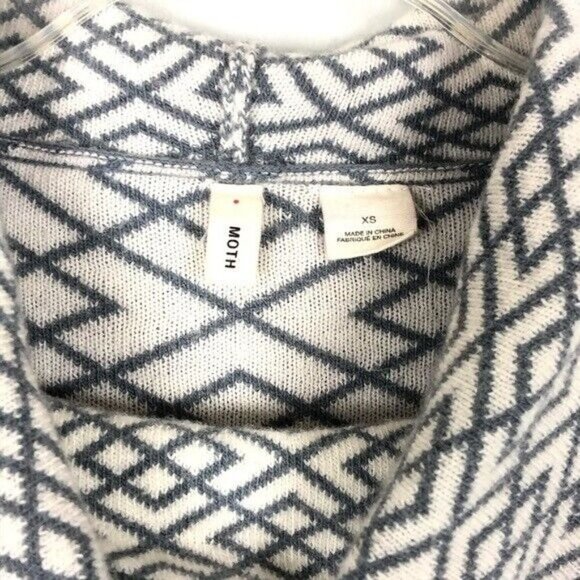 Anthropologie | Moth Cowled Galena Pullover Gray & Cream Size XS Alpaca Blend - Picture 3 of 7